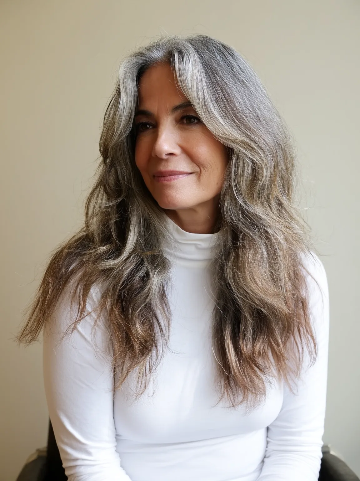 Soft Wavy Layers in Silver Frost with Subtle Lowlights